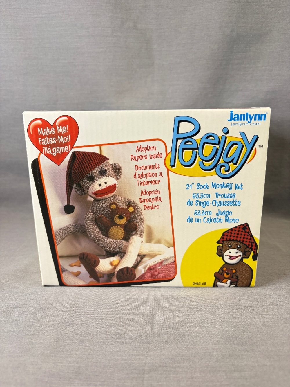 NEW Peejay Make-A-Sock Monkey Kit 21" by Janlynn